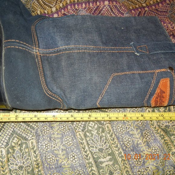 Vintage Western Boho Chic Hippie Suede & Denim Boots sz 8D(wmbt9)